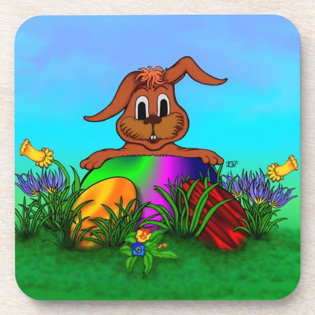 Happy Easter! Easter Rabbit Untersetzer (Vorderseite)