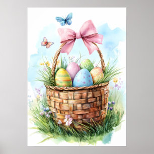 Happy Easter Egg Basket Urlaub Poster