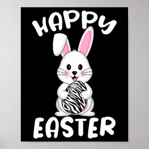 Happy Easter Egg Bunny Zebra Print Bunny Oster Co Poster