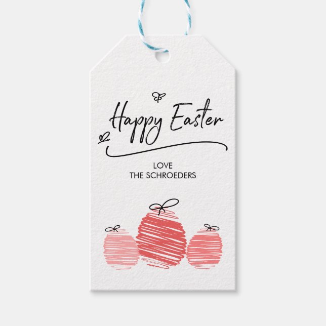 Happy Easter Egg Doodle Geschenketiketten Geschenkanhänger (Vorderseite)