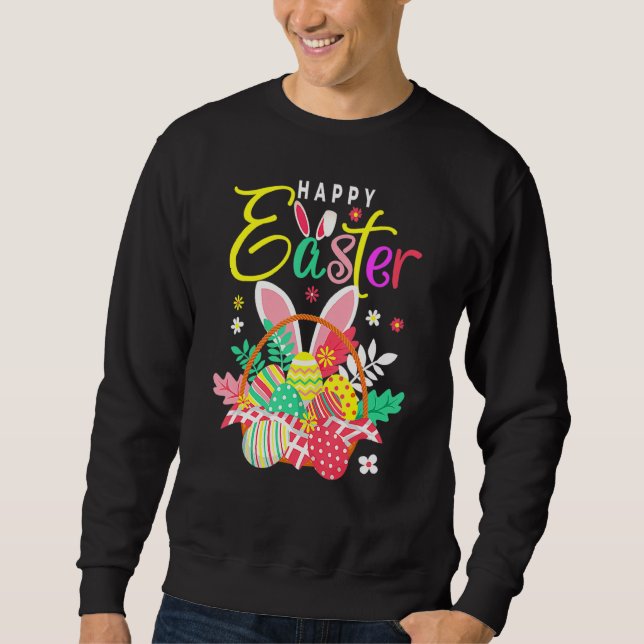 Happy Easter Egg Korb Bunny Ears Sweatshirt (Vorderseite)