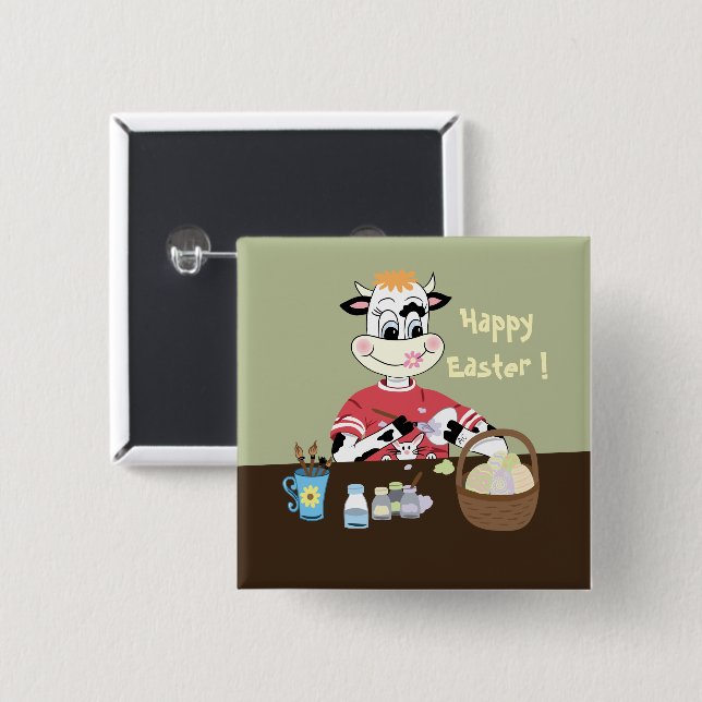 Happy Easter egg painting event button (Vorne & Hinten)