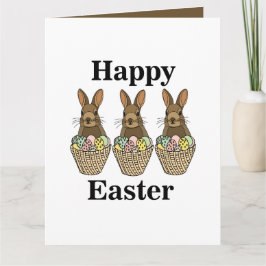 Happy Easter Eggs Basket Bunny Happy Oaster Karte