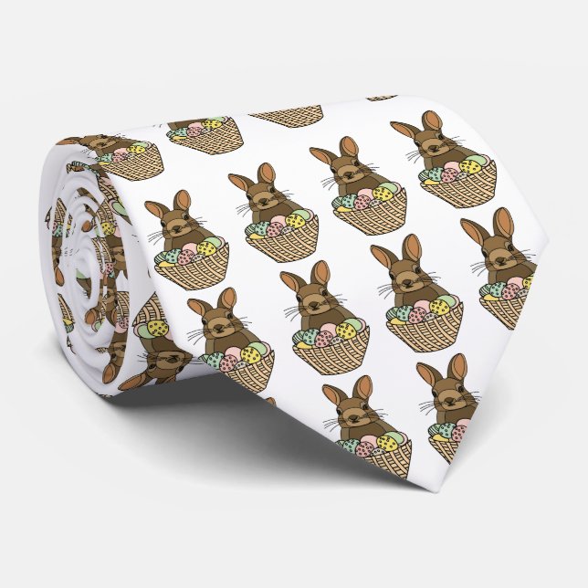 Happy Easter Eggs Basket Bunny Happy Oaster Krawatte (Gerollt)