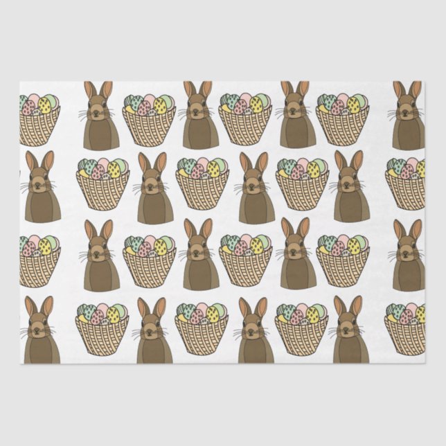 Happy Easter Eggs Basket Bunny Happy Oaster Seidenpapier (Vorderseite)