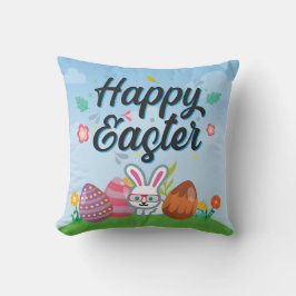 Happy Easter Eggs Bunny & Blume Kissen