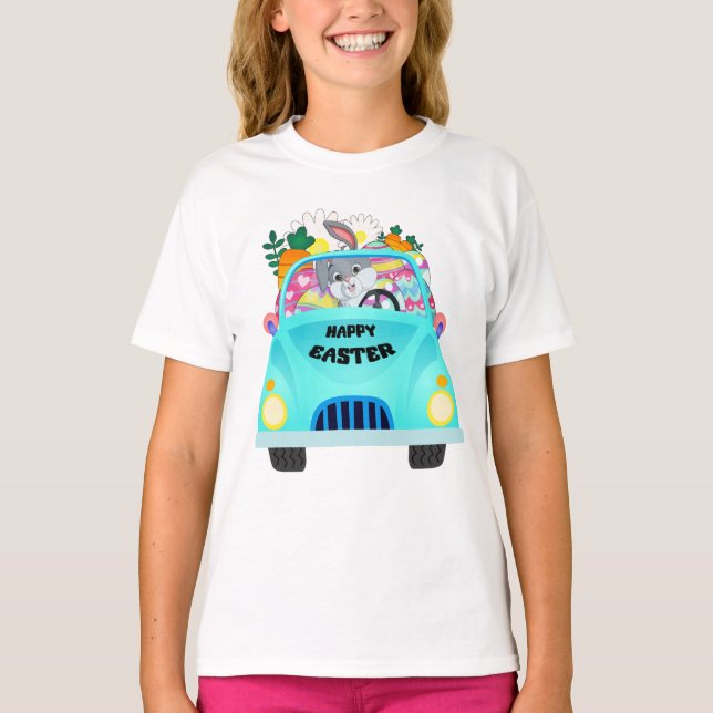 Happy Easter Eggs Bunny Truck Girl T-Shirt (Vorderseite)
