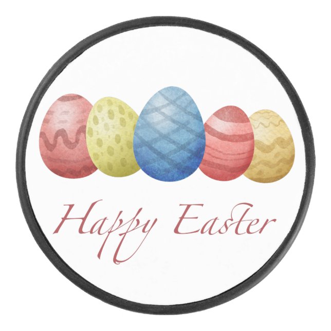 Happy Easter Eggs Hockey Puck - Fun Holiday Sports (Vorderseite)