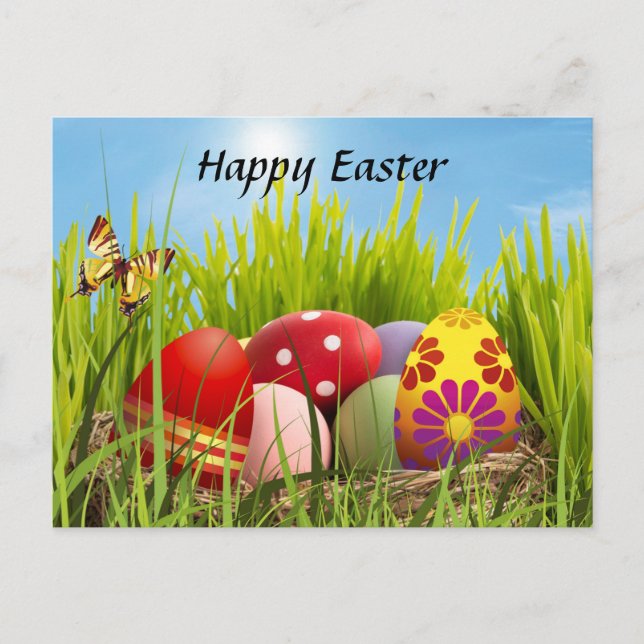 Happy Easter Eggs Holiday Postcard Feiertagspostkarte (Vorderseite)