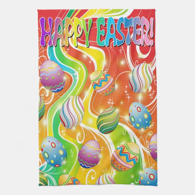 Happy Easter Eggs Ornamental Design Handtuch (Vertikal)