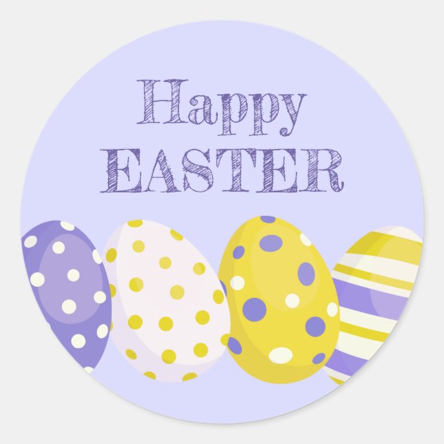 Happy Easter Eggs Purple Background Runder Aufkleber (Vorderseite)