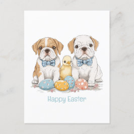 Happy Easter English Bulldogs Feiertagspostkarte