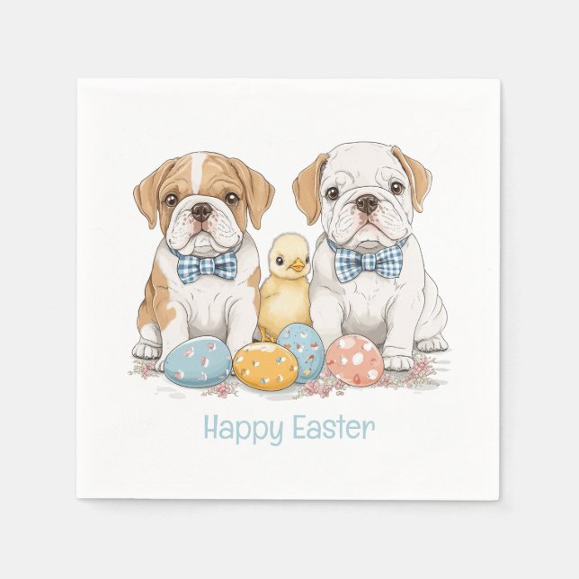 Happy Easter English Bulldogs Serviette (Vorderseite)