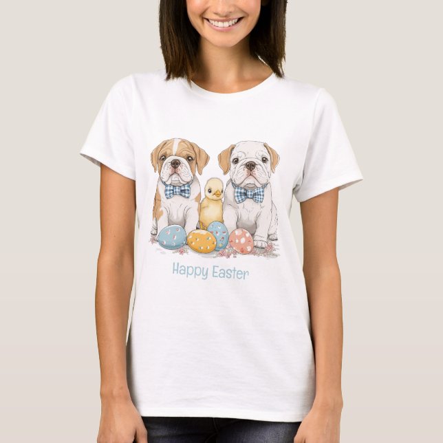 Happy Easter English Bulldogs T-Shirt (Vorderseite)
