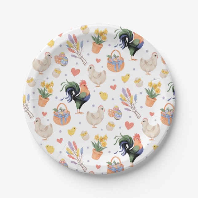Happy Easter Family (White) – Paper Plates Pappteller (Vorderseite)