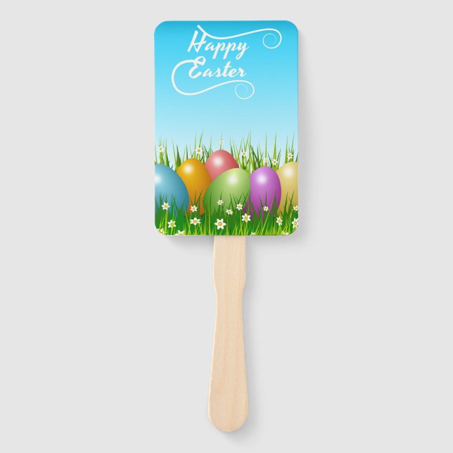 "HAPPY EASTER" - FARBHAFTE OSTEREIER FÄCHER (Vorderseite)