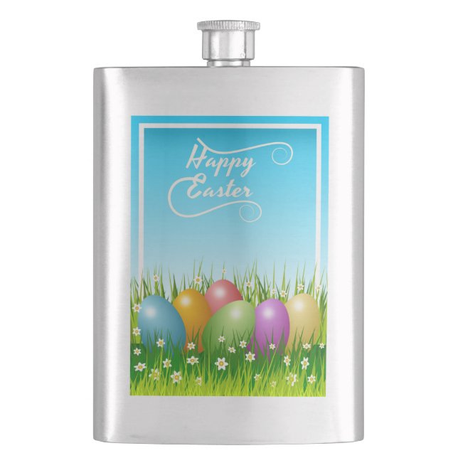 "HAPPY EASTER" - FARBHAFTE OSTEREIER FLACHMANN (Vorderseite)