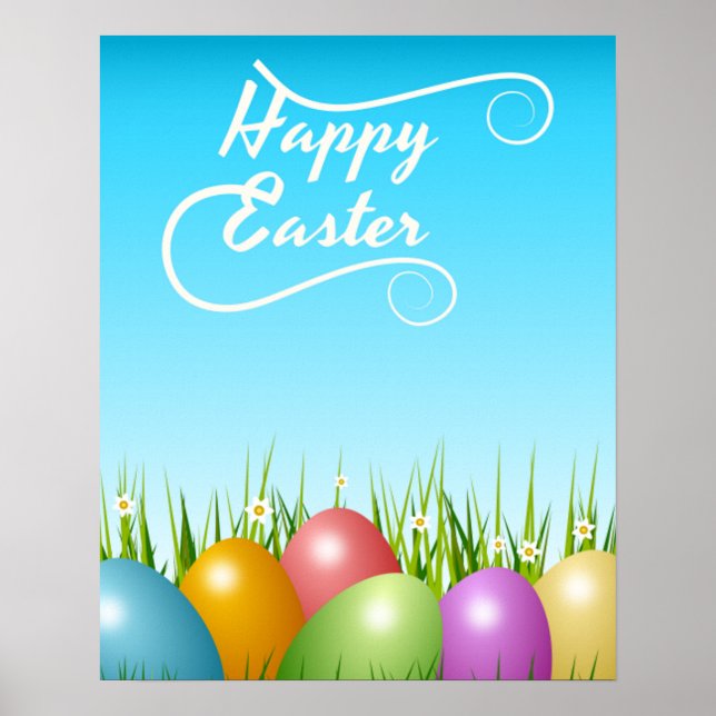 "HAPPY EASTER" - FARBHAFTE OSTEREIER POSTER (Vorne)