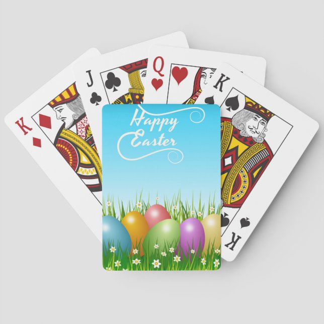 "HAPPY EASTER" - FARBHAFTE OSTEREIER SPIELKARTEN (Rückseite)