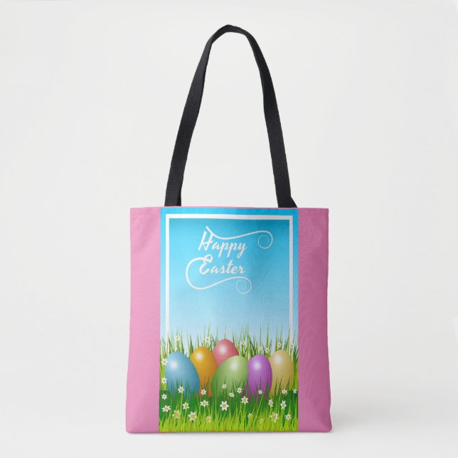 "HAPPY EASTER" - FARBHAFTE OSTEREIER TASCHE (Vorderseite)