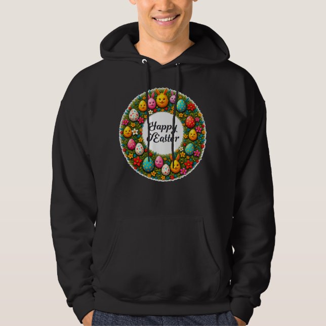 Happy Easter – Festive Egg Wreath almofada Hoodie (Vorderseite)