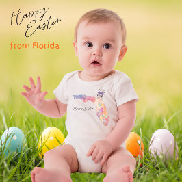 Happy Easter Florida State Pastel Eggs and Bunny Baby Strampler