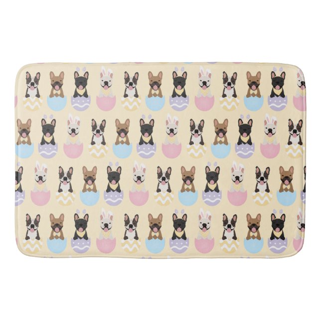 Happy Easter French Bulldog Pattern Badematte (Vorderseite)