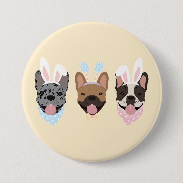 Happy Easter French Bulldogs Button (Vorderseite)