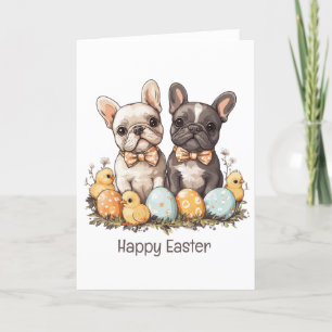 Happy Easter French Bulldogs Feiertagskarte