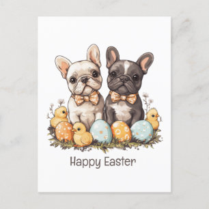Happy Easter French Bulldogs Feiertagspostkarte