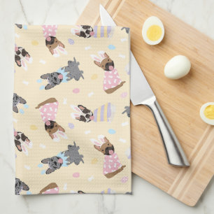 Happy Easter French Bulldogs Geschirrtuch