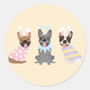 Happy Easter French Bulldogs Runder Aufkleber
