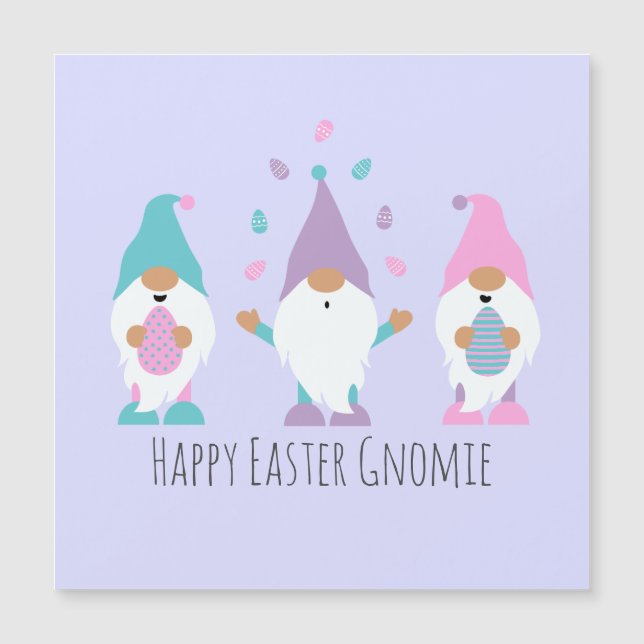 Happy Easter Gnomie Juggling Ostereier Magnetkarte (Vorderseite)