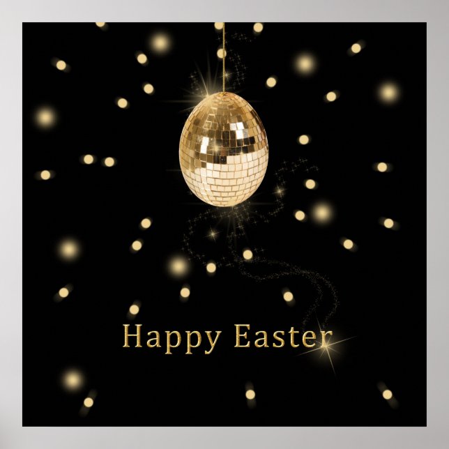 Happy Easter Gold Disco Ball Poster (Vorne)
