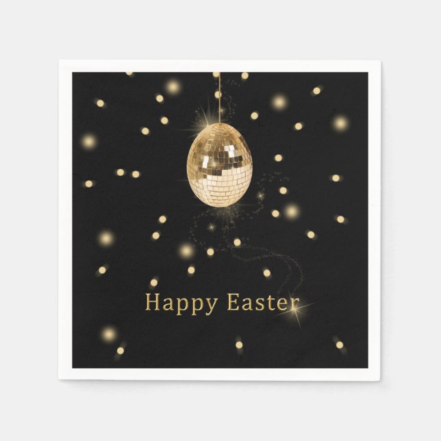 Happy Easter Gold Disco Ball Serviette (Vorderseite)