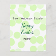 Happy Easter gray green polka dots family name