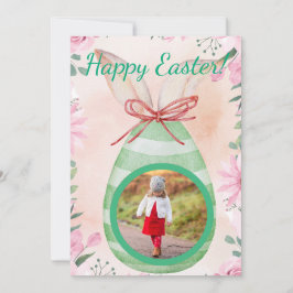 Happy Easter- green egg with photo Invitation Einladung