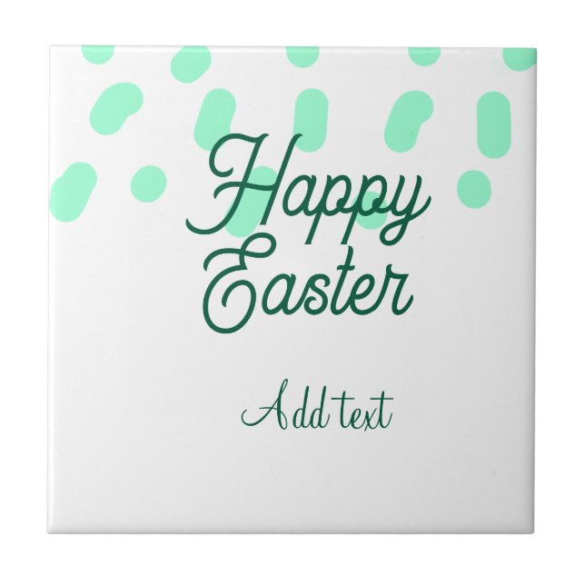 Happy Easter green eggs pastel name date simple  Fliese (Vorderseite)
