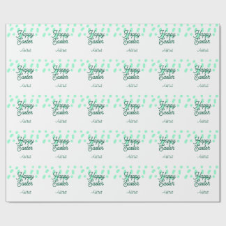 Happy Easter green eggs pastel name date simple Geschenkpapier