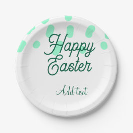 Happy Easter green eggs pastel name date simple Pappteller