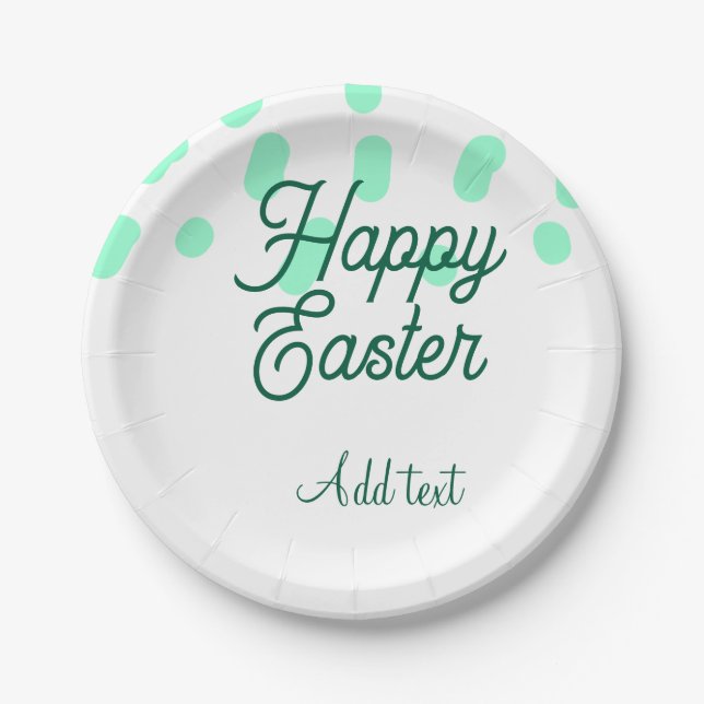 Happy Easter green eggs pastel name date simple  Pappteller (Vorderseite)