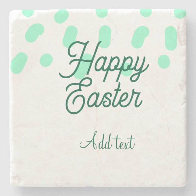 Happy Easter green eggs pastel name date simple  Steinuntersetzer (Vorderseite)