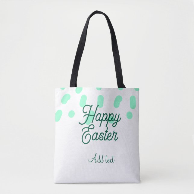 Happy Easter green eggs pastel name date simple  Tasche (Vorderseite)