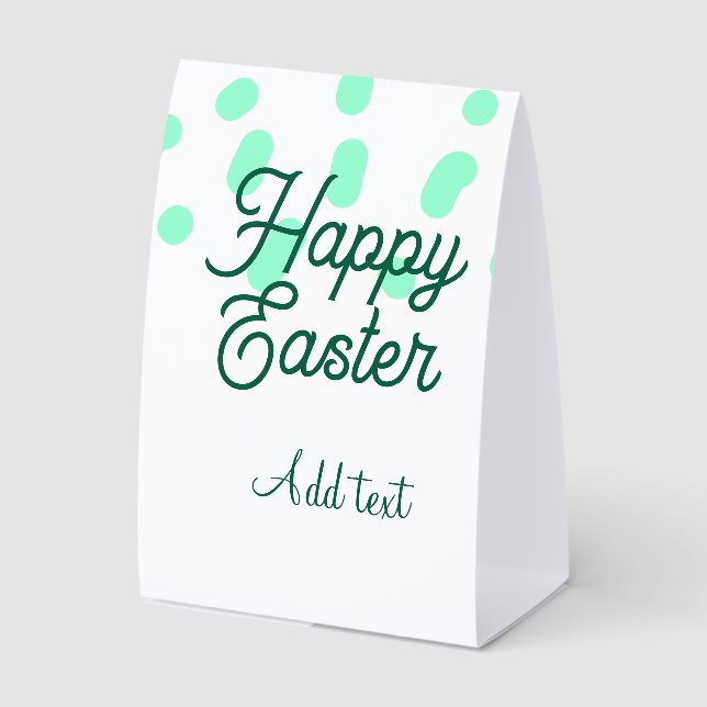 Happy Easter green eggs pastel name date simple  Tischaufsteller (Vorderseite)