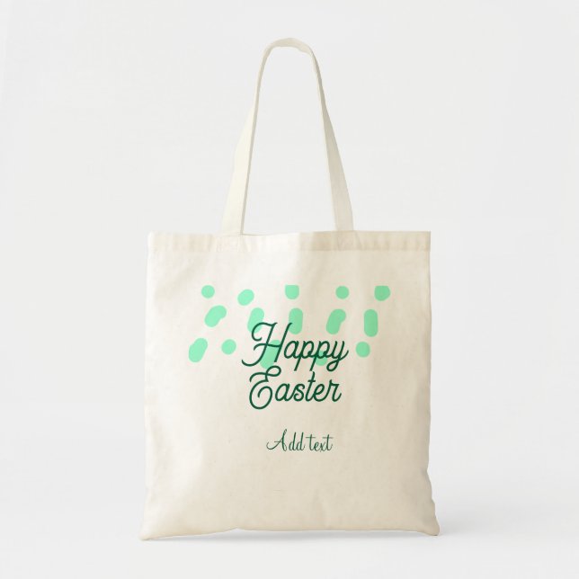 Happy Easter green eggs pastel name date simple  Tragetasche (Vorne)