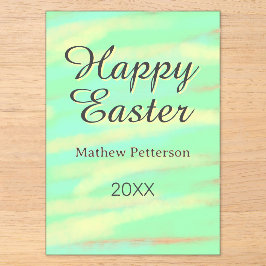 Happy Easter green yellow pastel gray name year  Acryleinladungen