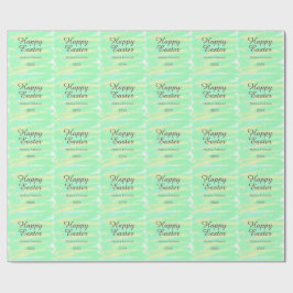 Happy Easter green yellow pastel gray name year  Geschenkpapier