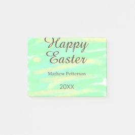 Happy Easter green yellow pastel gray name year  Post-it Klebezettel