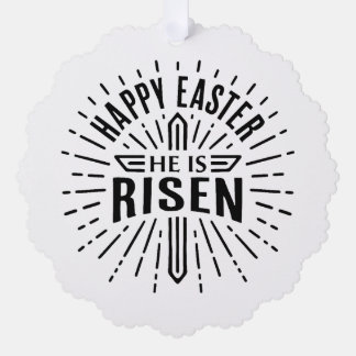 Happy Easter He is risen cross Ornament Karte