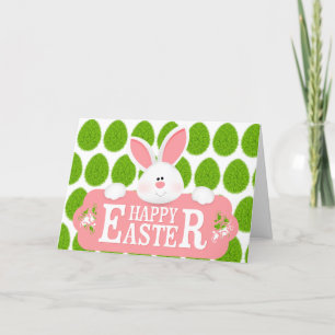 Happy Easter Holiday Bunny Floral Holiday Cards Feiertagskarte